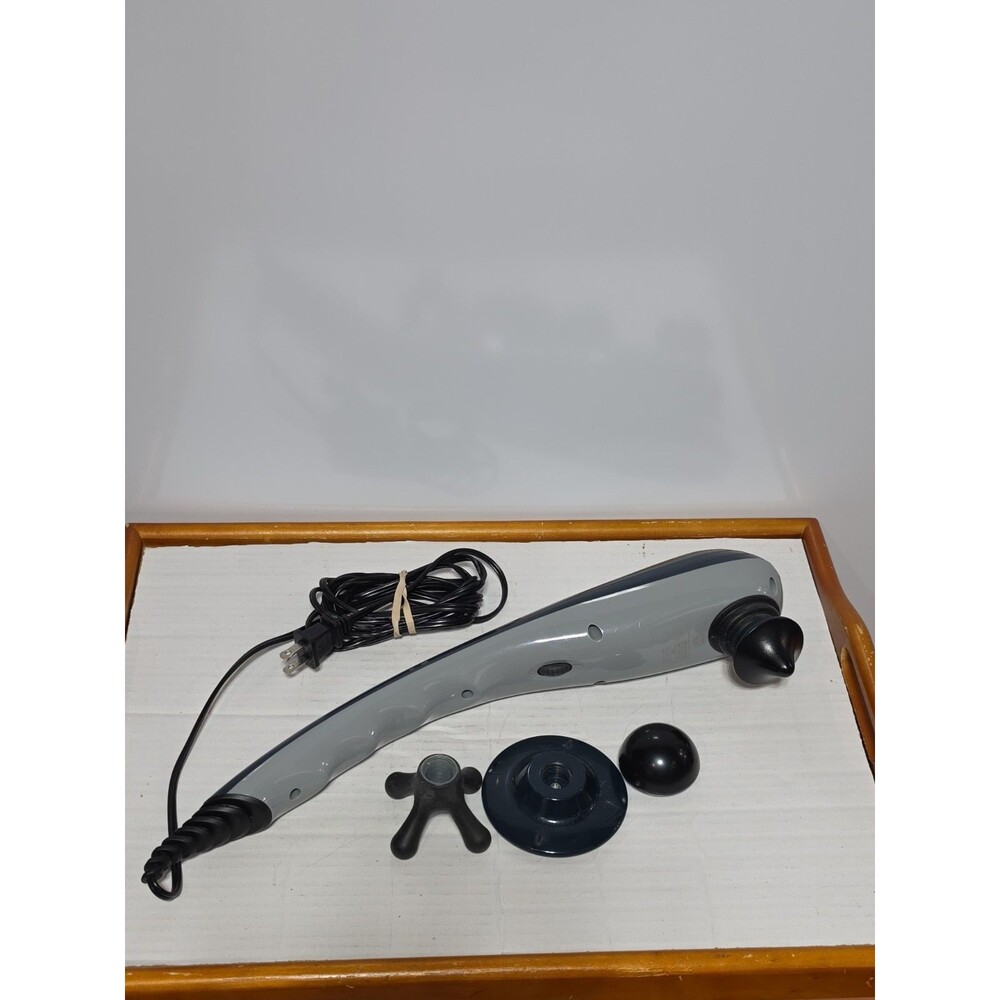 Wahl 4290 Deep Tissue Percussion Handheld Electric Massager Blue Grey W/4 Ends